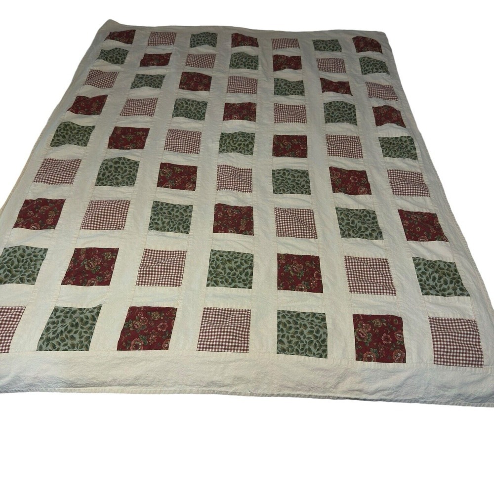 India Handmade 66" x 49" Cotton‎ Table Cloth/ Quilt Topper- Clean Hemmed Edges